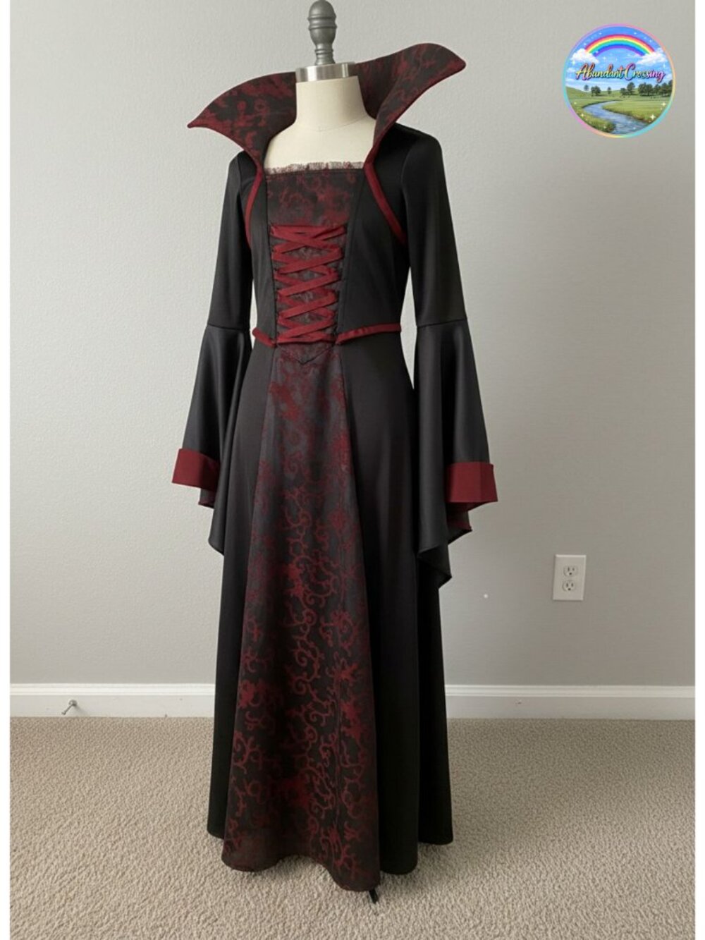 Royal Vampire Costume Dress Choker Cameo Girls M 8-10 Halloween